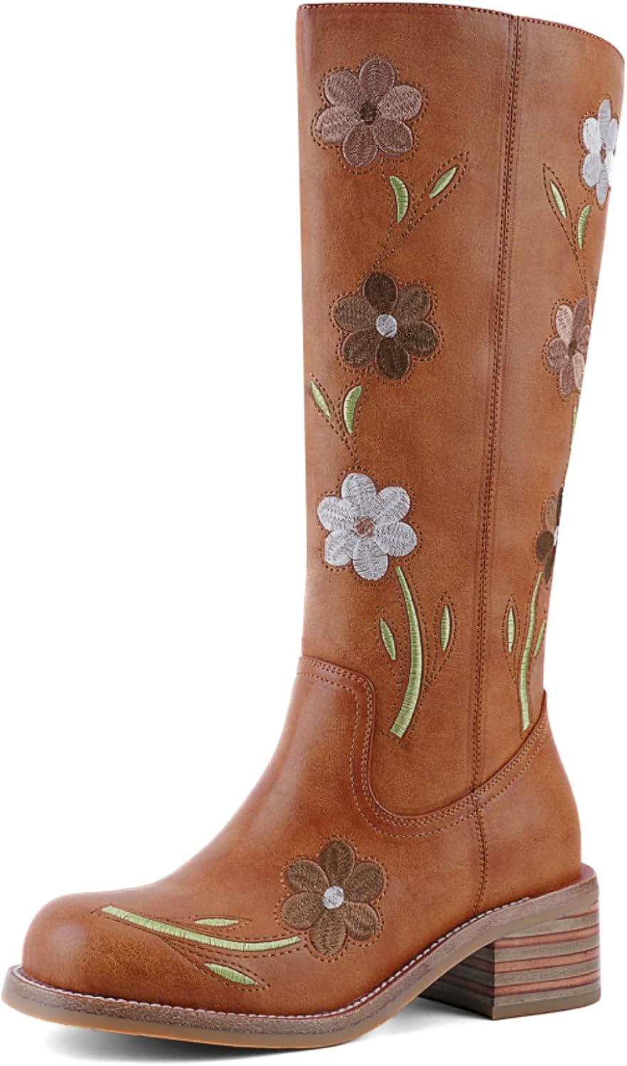 Women's Knee High Boots - Square Toe with Chunky Block Low Heel and Long Shafts for Fall Layering - 10
