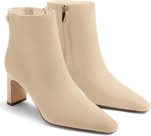 Women's Chunky Heel Ankle Booties in Brown