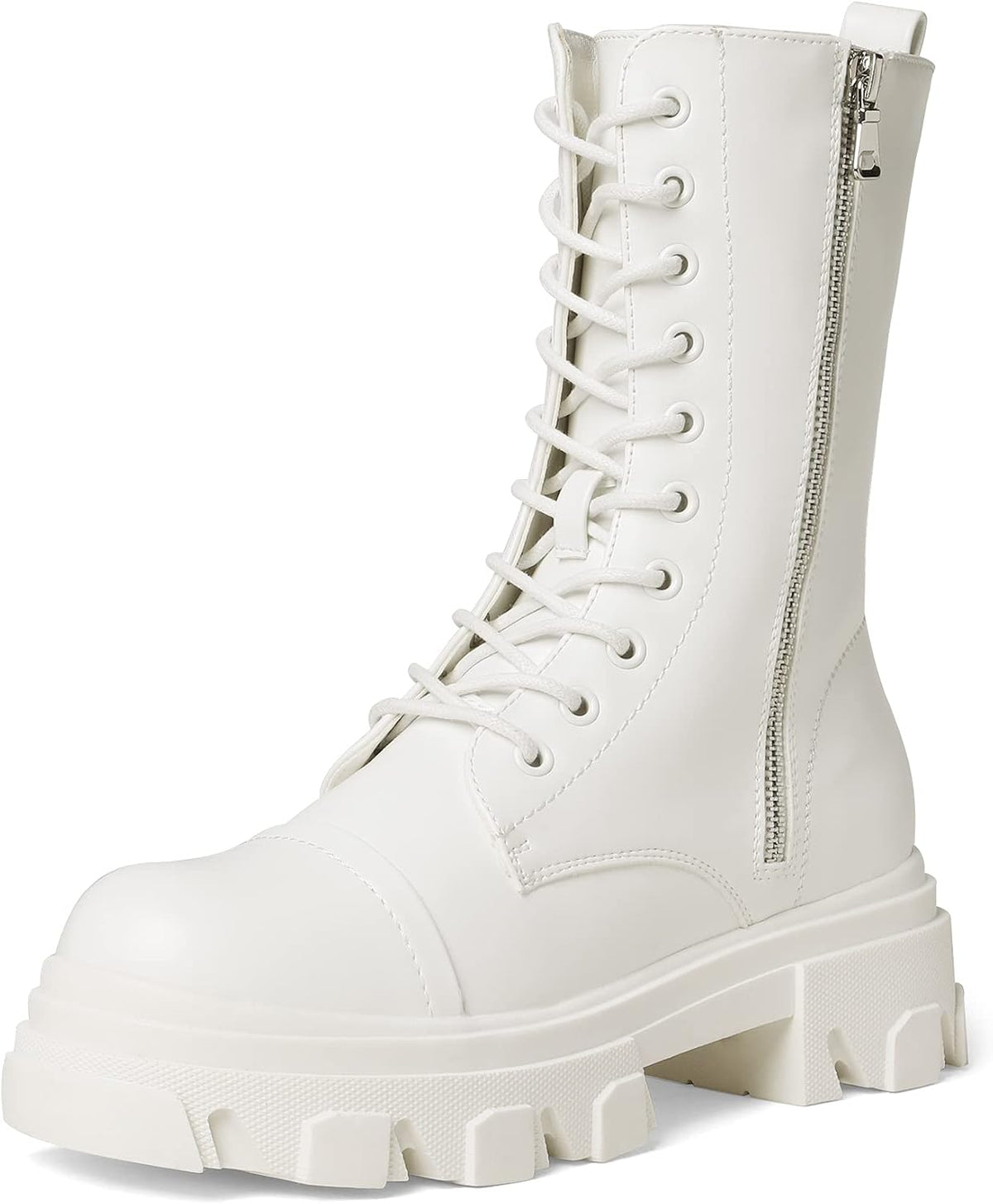 Women's Mid Calf Combat Boots in Black — photo 2
