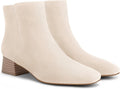 Women's Faux Suede Ankle Boots - 1.9 Inch Block Heel, Square Toe and Side Zipper for Office and Fall Wear - 6