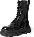 Women's Mid Calf Combat Boots in Black — photo 4