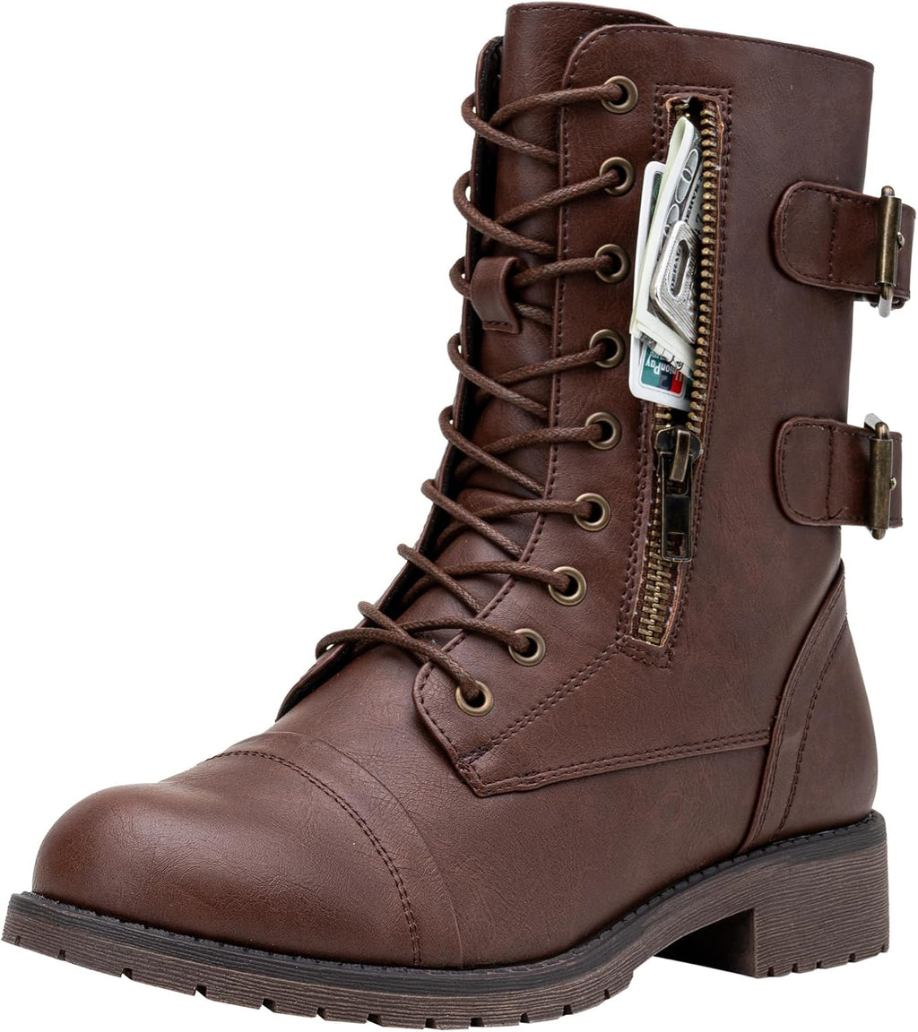 Women's Lace Up Mid Calf Combat Boots, photo 12