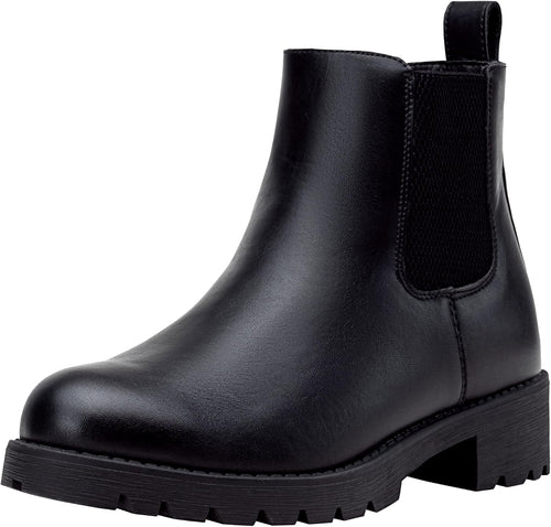 Women's Chelsea Ankle Boots - Elastic Side Panels, Round Toe and Flat Low Heel for Daily Casual Wear - 6