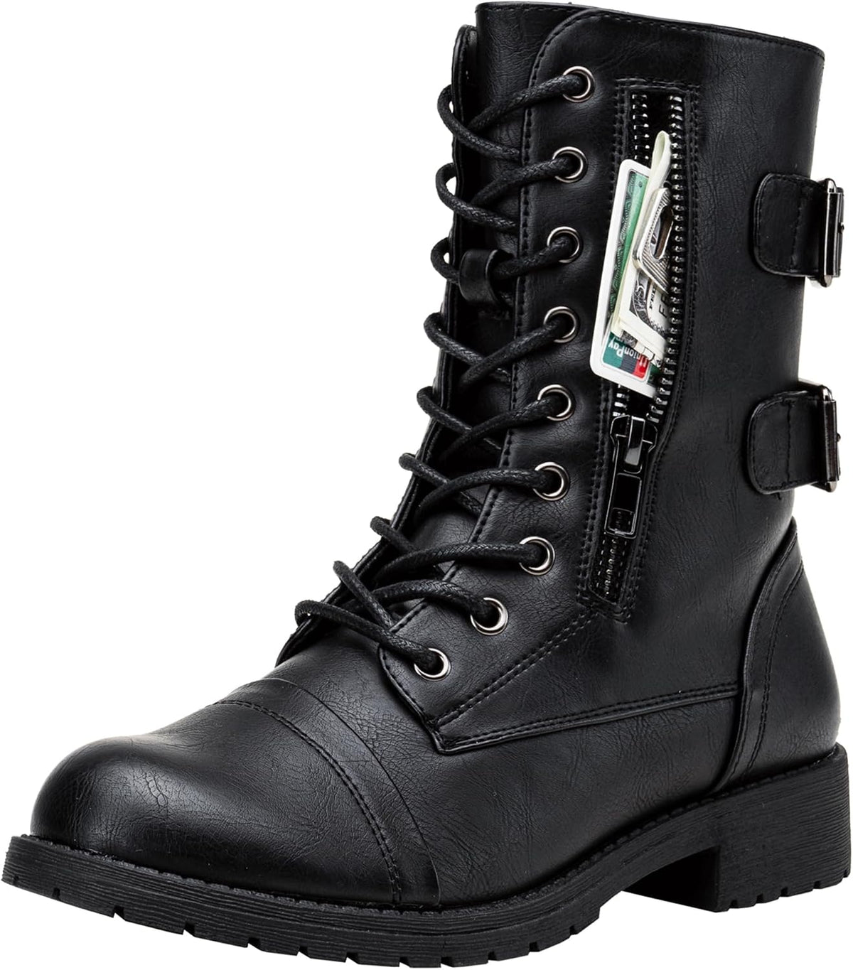 Women's Lace Up Mid Calf Combat Boots, photo 1