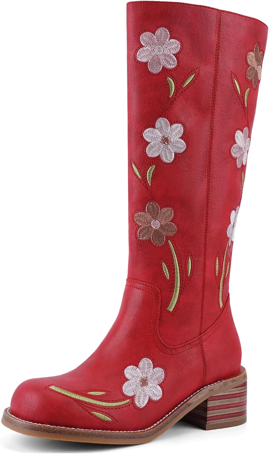 Women's Knee High Boots - Square Toe with Chunky Block Low Heel and Long Shafts for Fall Layering - 9 Wide