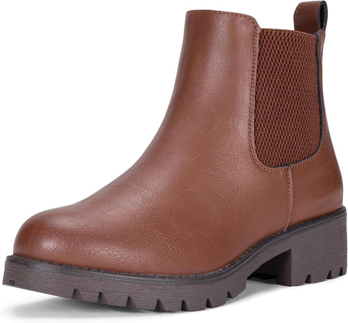 Women's Chelsea Ankle Boots - Elastic Side Panels, Round Toe and Flat Low Heel for Daily Casual Wear - 6
