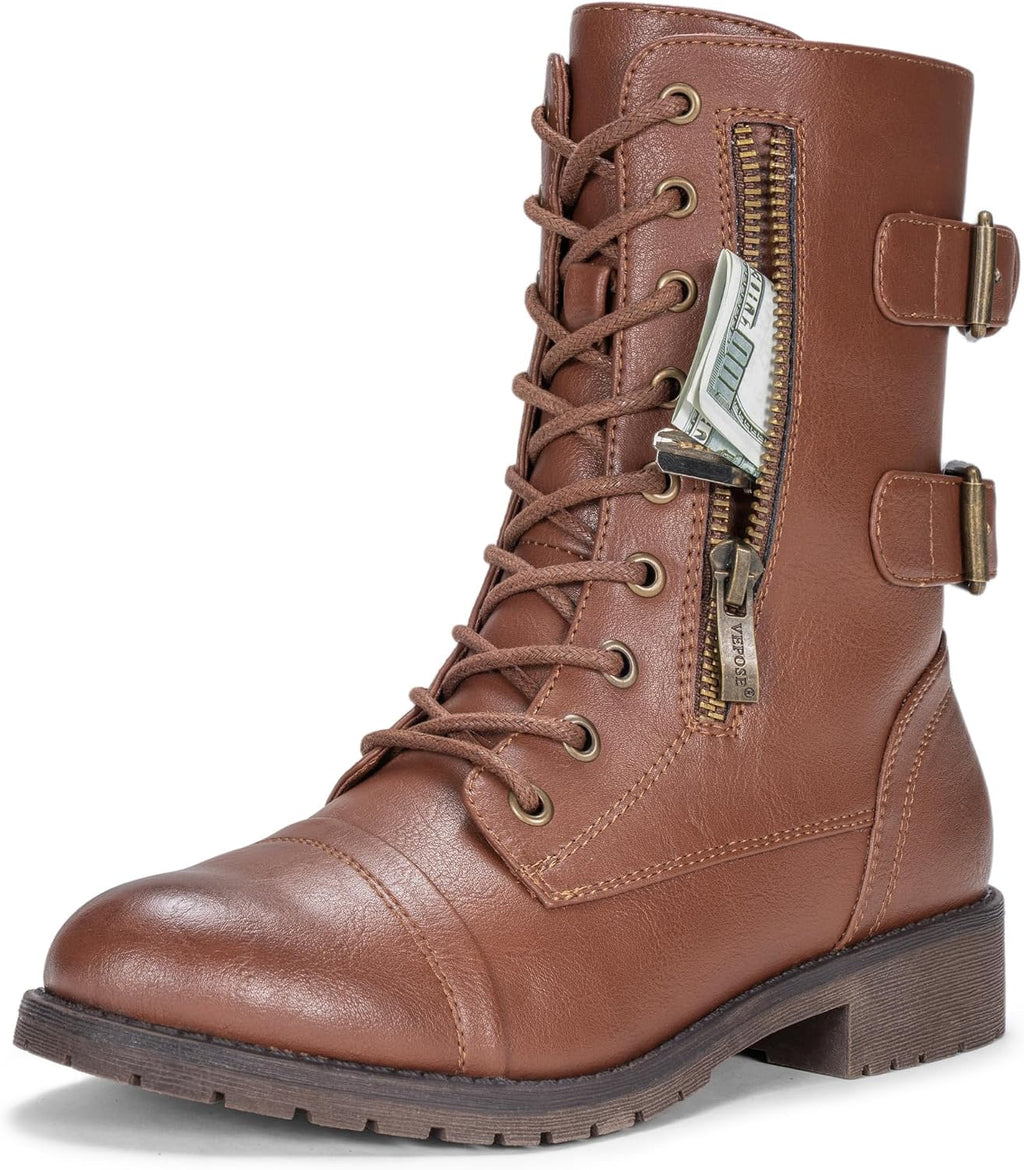 Women's Lace Up Mid Calf Combat Boots, photo 8