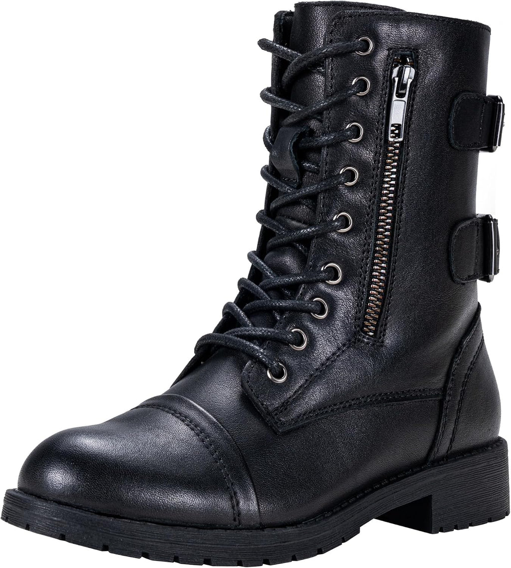 Women's Lace Up Mid Calf Combat Boots, photo 3