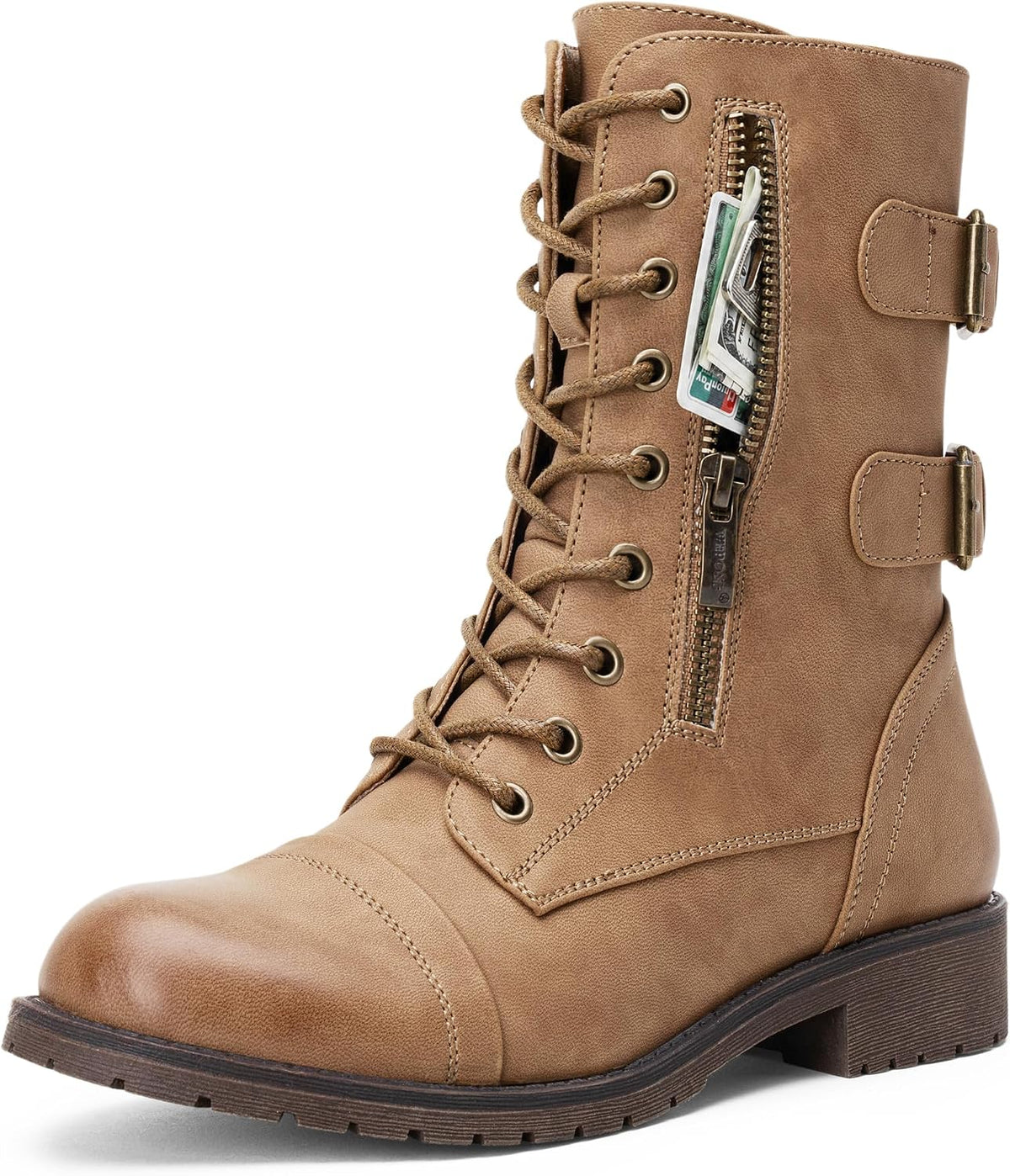Women's Lace Up Mid Calf Combat Boots, photo 7